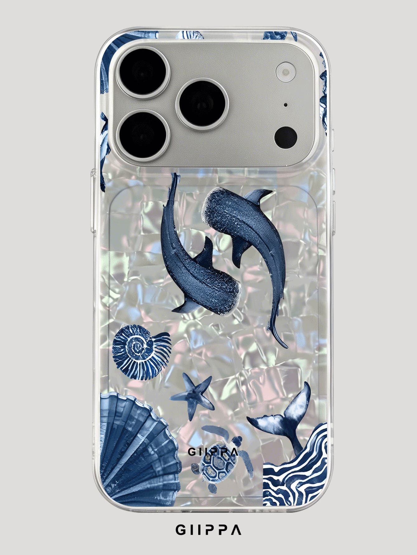 GIIPPA Blue Whale & Ocean Pattern Design Phone 17 Pro Max Phone Case, Compatible With Phone 16 Pro Max, 15 Pro Max, 14 Pro Max, 11/12/13/14/15/16 Pro Max Plus, Korean Style High-End Fashion Fun Elegan
