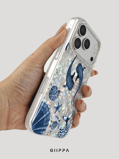 GIIPPA Blue Whale & Ocean Pattern Design Phone 17 Pro Max Phone Case, Compatible With Phone 16 Pro Max, 15 Pro Max, 14 Pro Max, 11/12/13/14/15/16 Pro Max Plus, Korean Style High-End Fashion Fun Elegan