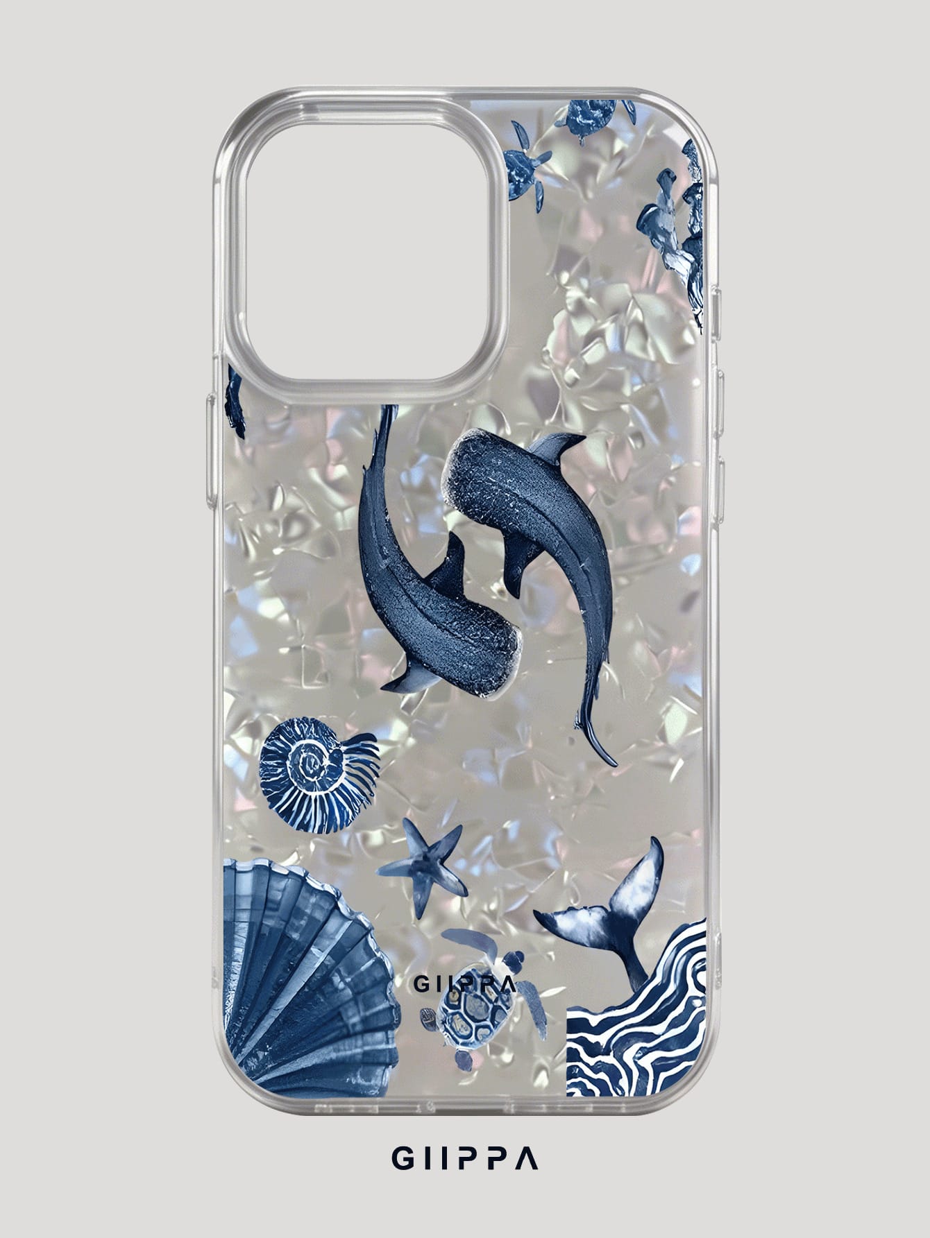 GIIPPA Blue Whale & Ocean Pattern Design Phone 17 Pro Max Phone Case, Compatible With Phone 16 Pro Max, 15 Pro Max, 14 Pro Max, 11/12/13/14/15/16 Pro Max Plus, Korean Style High-End Fashion Fun Elegan