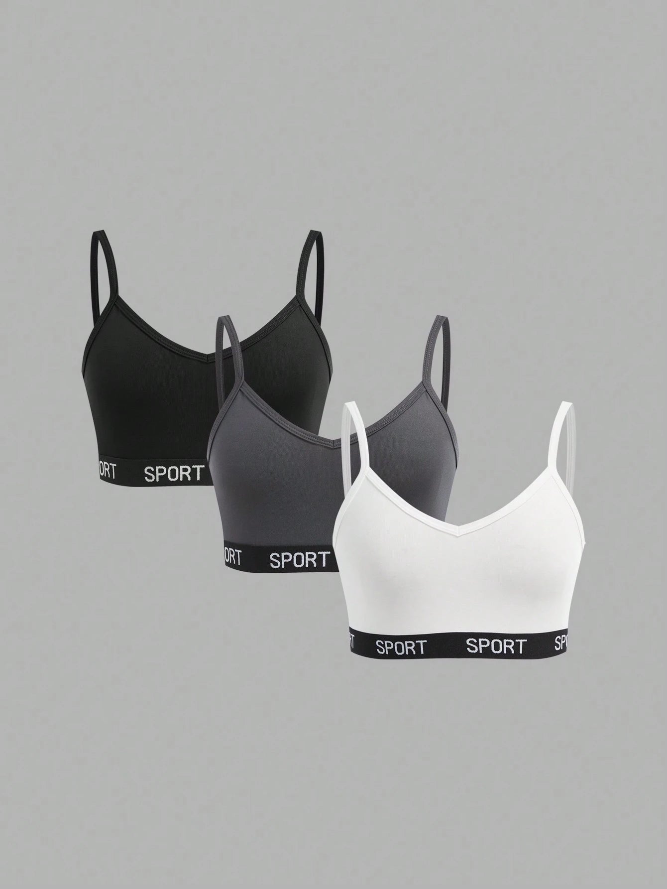 Girlism Teen Girl 3pcs/Set Teenage Girls Minimalist Letter Decorated Camisole Bralette Set