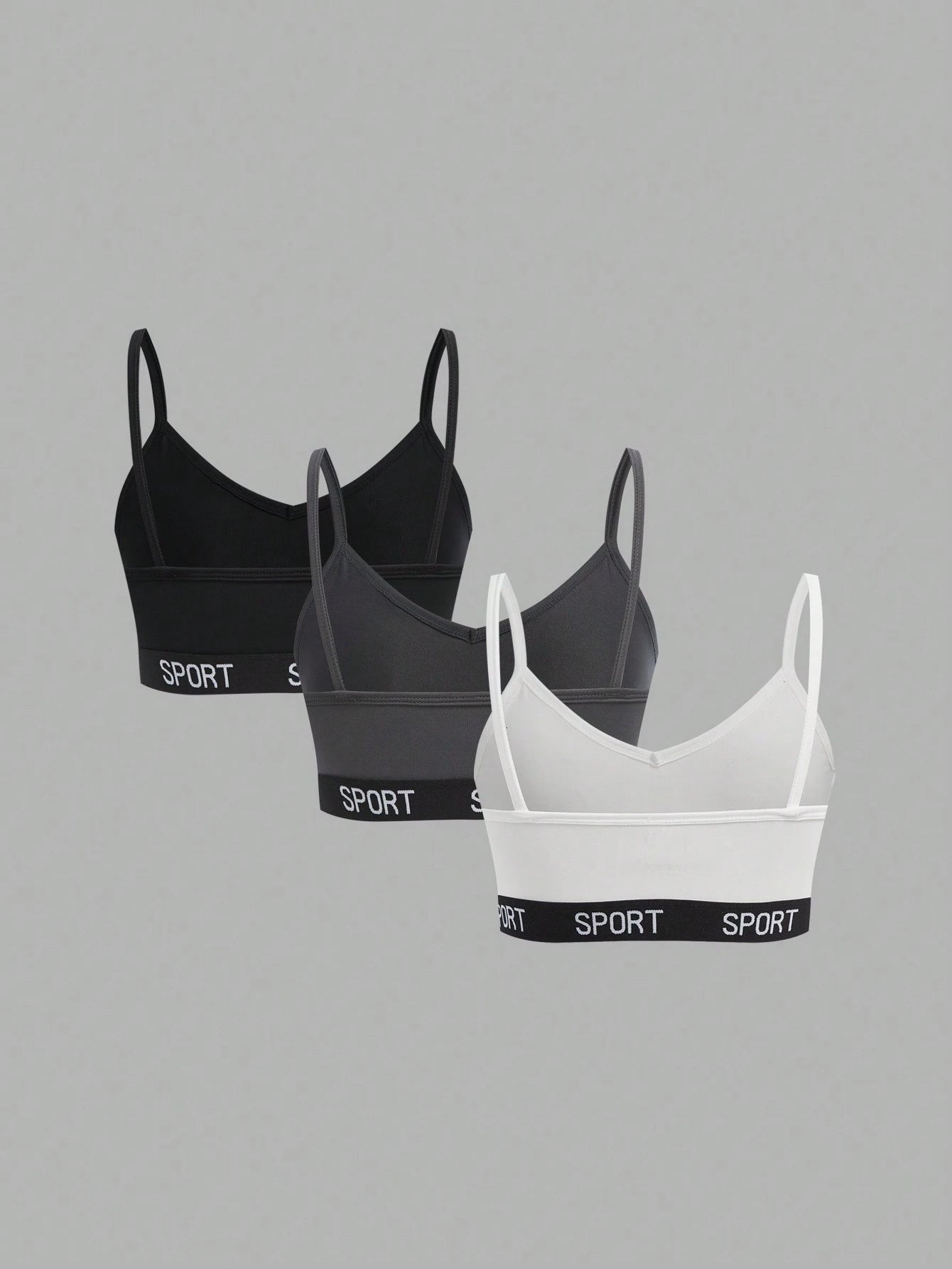 Girlism Teen Girl 3pcs/Set Teenage Girls Minimalist Letter Decorated Camisole Bralette Set