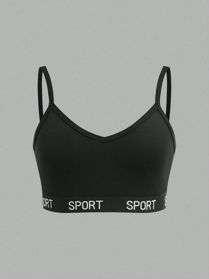Girlism Teen Girl 3pcs/Set Teenage Girls Minimalist Letter Decorated Camisole Bralette Set