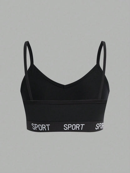 Girlism Teen Girl 3pcs/Set Teenage Girls Minimalist Letter Decorated Camisole Bralette Set