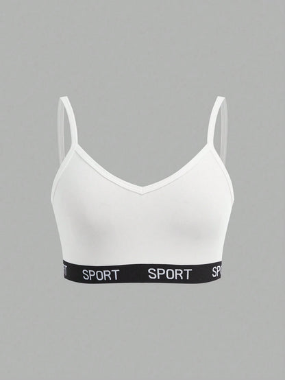 Girlism Teen Girl 3pcs/Set Teenage Girls Minimalist Letter Decorated Camisole Bralette Set