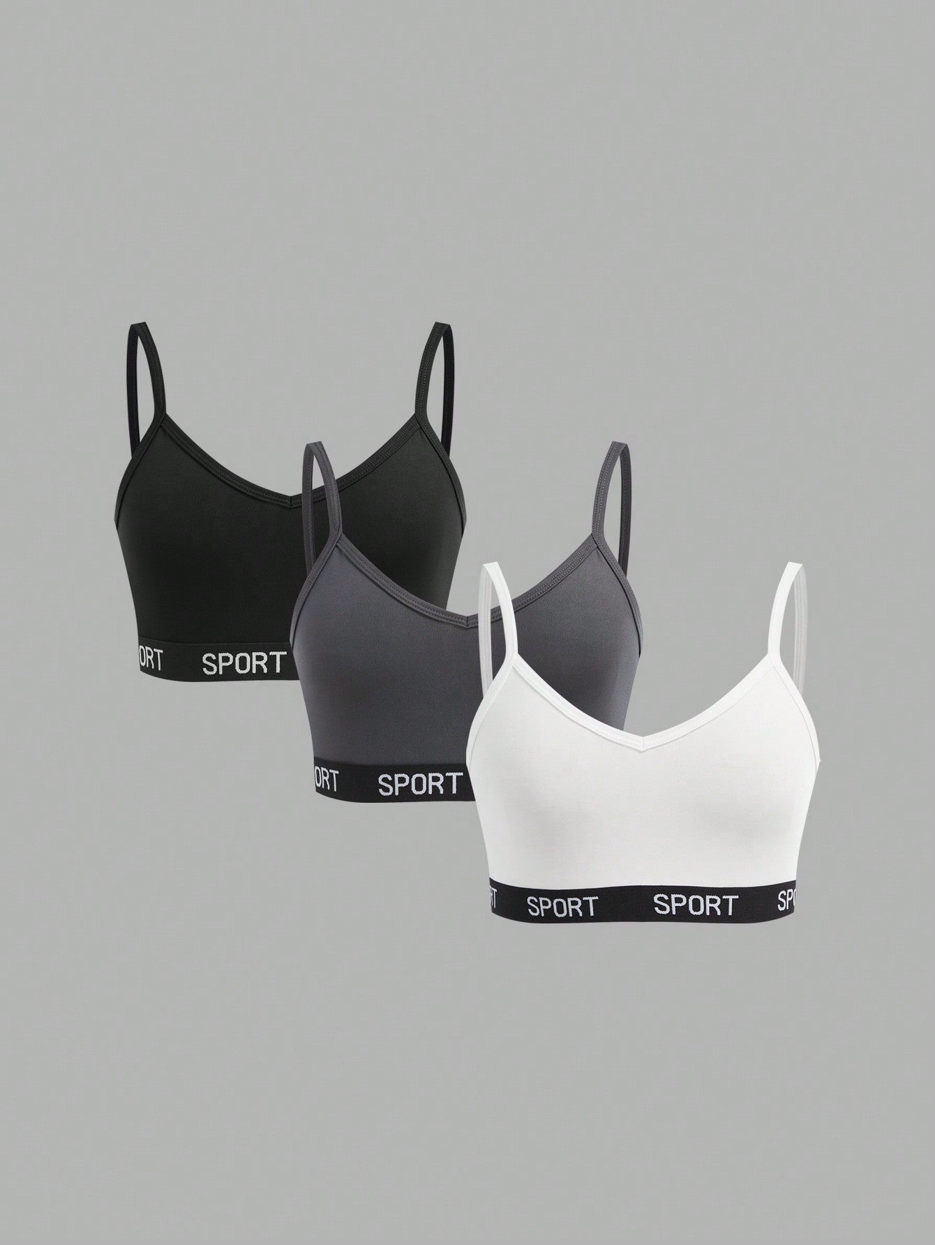 Girlism Teen Girl 3pcs/Set Teenage Girls Minimalist Letter Decorated Camisole Bralette Set