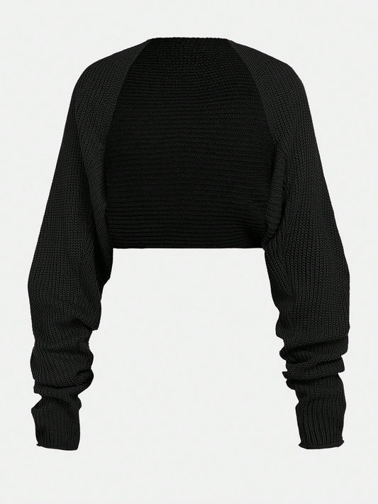 Girlism Teen Girl Crop Chunky Knit Casual Cardigan Sweater,In Fall/Winter