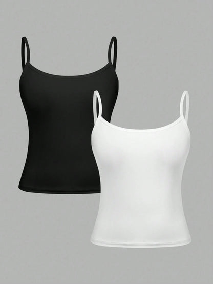 Girlism Teen Girl Teen Girls 2pcs Fashion Rhinestone Simple Comfortable Skin-Friendly Tight Camisole Underwear Set