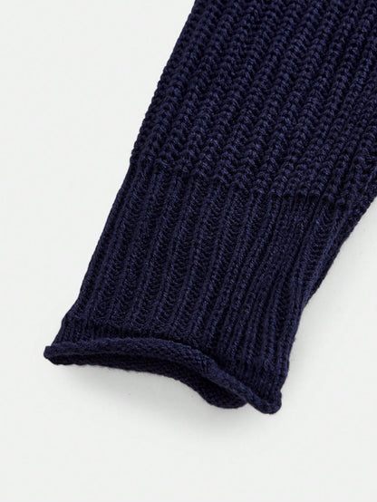 Girlism Teen Girl Teen Girls Navy Blue/Cropped/Ribbed Fabric/Knitted/Textured/Versatile Casual Short Autumn Cardigan/Sun/Daily Wear/All-Match Cardigan