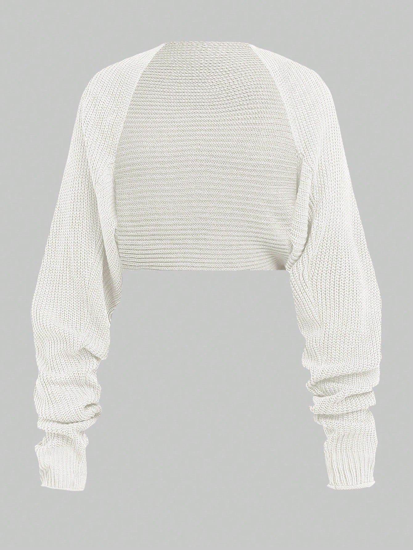 Girlism Teen Girls White/Cropped/Thick Knit Texture/Casual Lightweight Cardigan, Versatile, Suitable For Daily Wear, Sunprotection,In Fall/Winter