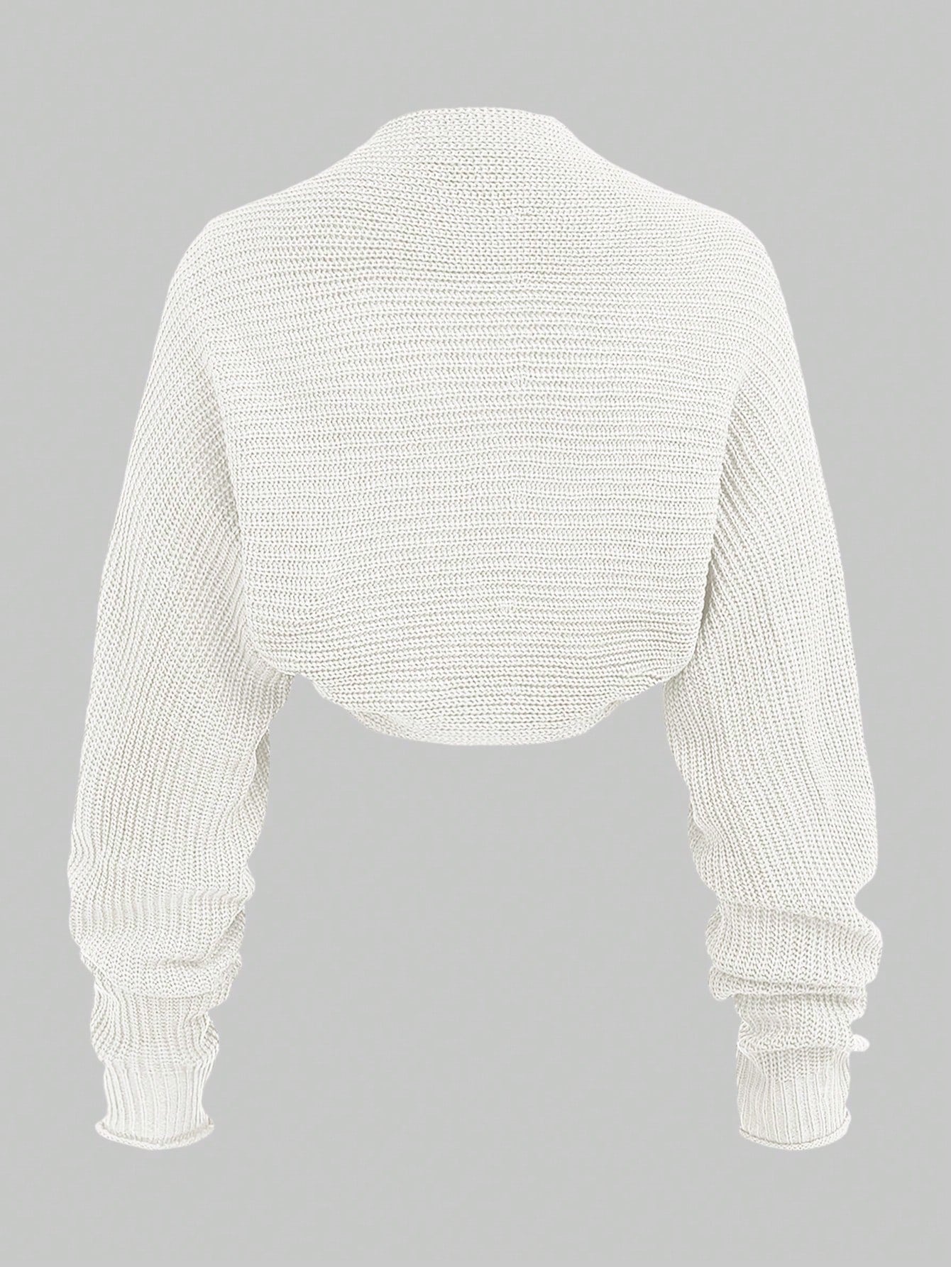Girlism Teen Girls White/Cropped/Thick Knit Texture/Casual Lightweight Cardigan, Versatile, Suitable For Daily Wear, Sunprotection,In Fall/Winter