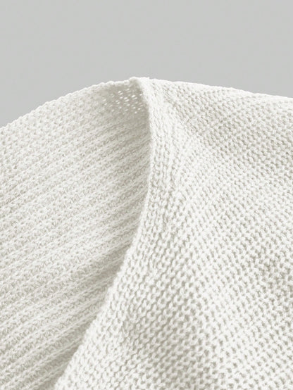 Girlism Teen Girls White/Cropped/Thick Knit Texture/Casual Lightweight Cardigan, Versatile, Suitable For Daily Wear, Sunprotection,In Fall/Winter