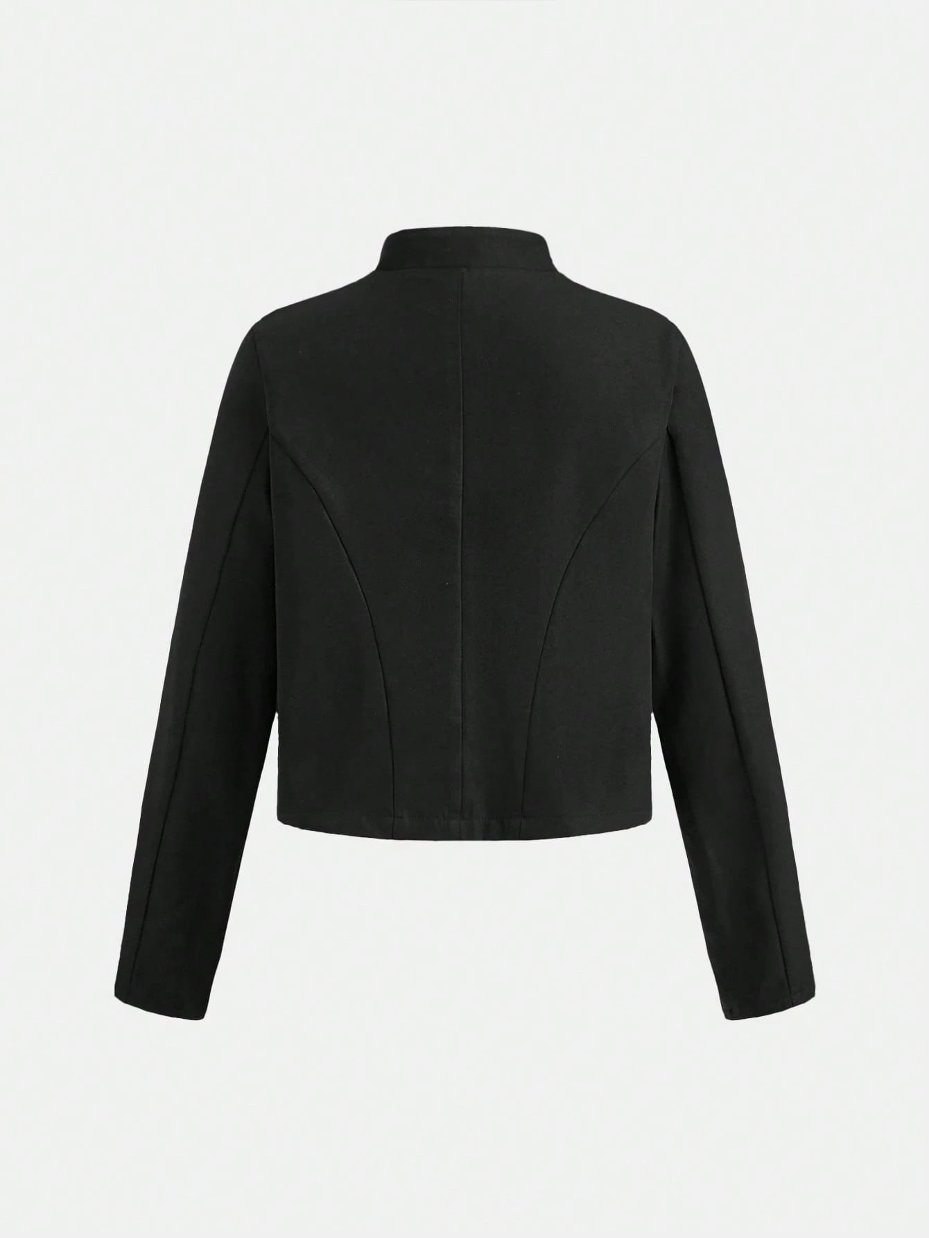 Girlism Tween Girl Tween Girls Jackets Autumn/Winter New Black Elegant Fashion Frog Button Metal Stand Collar Short Jacket Party Coat