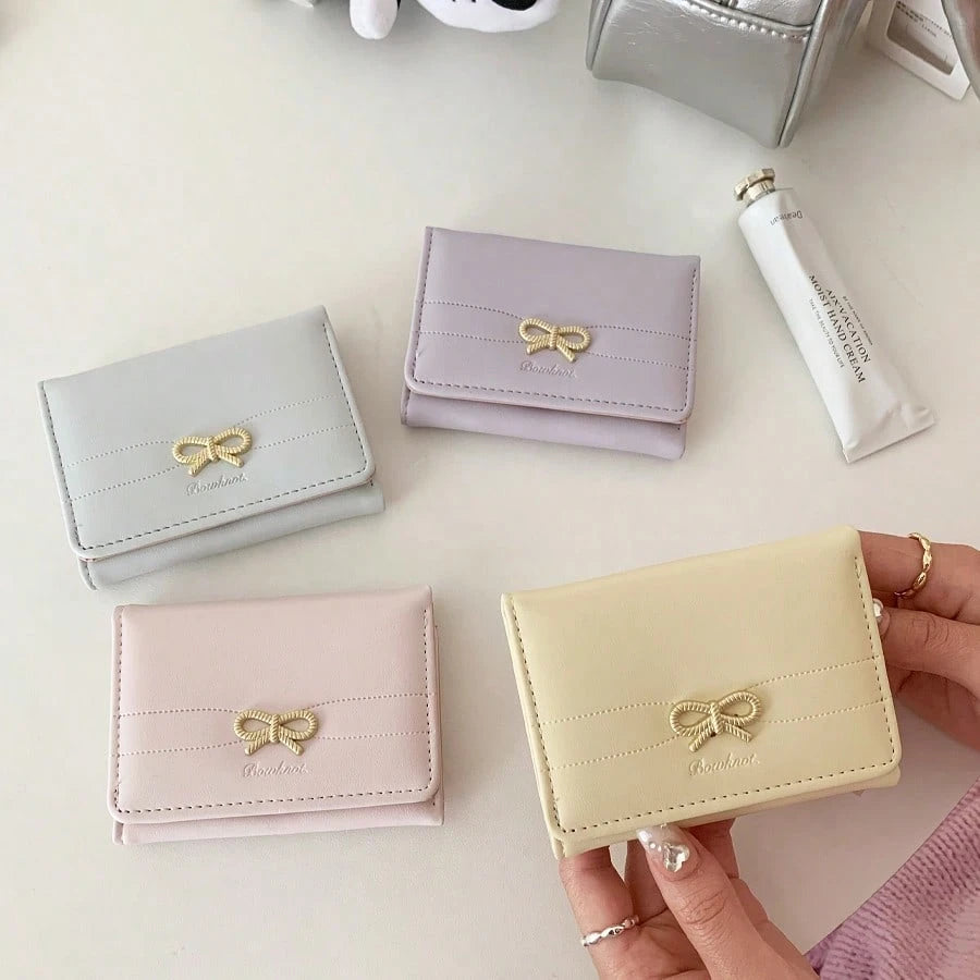 Girls' Cute Bow Coin Purse, Beautiful Card Holder With ID Window (Multiple Colors Available), Mini Wallet, Clutch Purse For Women