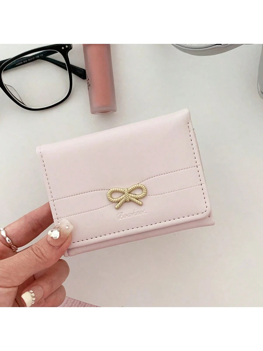 Girls' Cute Bow Coin Purse, Beautiful Card Holder With ID Window (Multiple Colors Available), Mini Wallet, Clutch Purse For Women