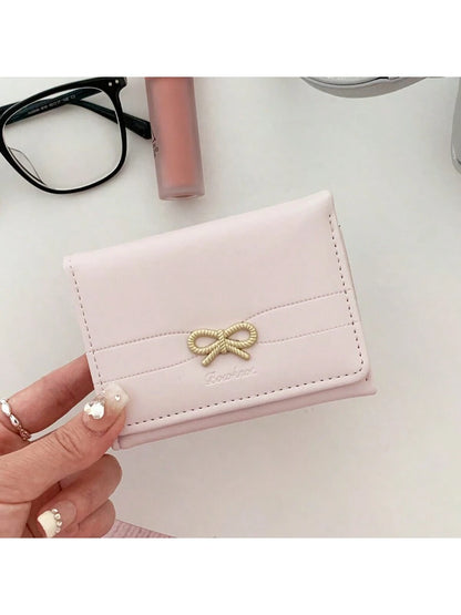 Girls' Cute Bow Coin Purse, Beautiful Card Holder With ID Window (Multiple Colors Available), Mini Wallet, Clutch Purse For Women