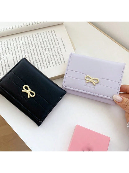 Girls' Cute Bow Coin Purse, Beautiful Card Holder With ID Window (Multiple Colors Available), Mini Wallet, Clutch Purse For Women