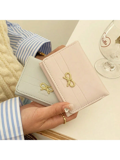 Girls' Cute Bow Coin Purse, Beautiful Card Holder With ID Window (Multiple Colors Available), Mini Wallet, Clutch Purse For Women