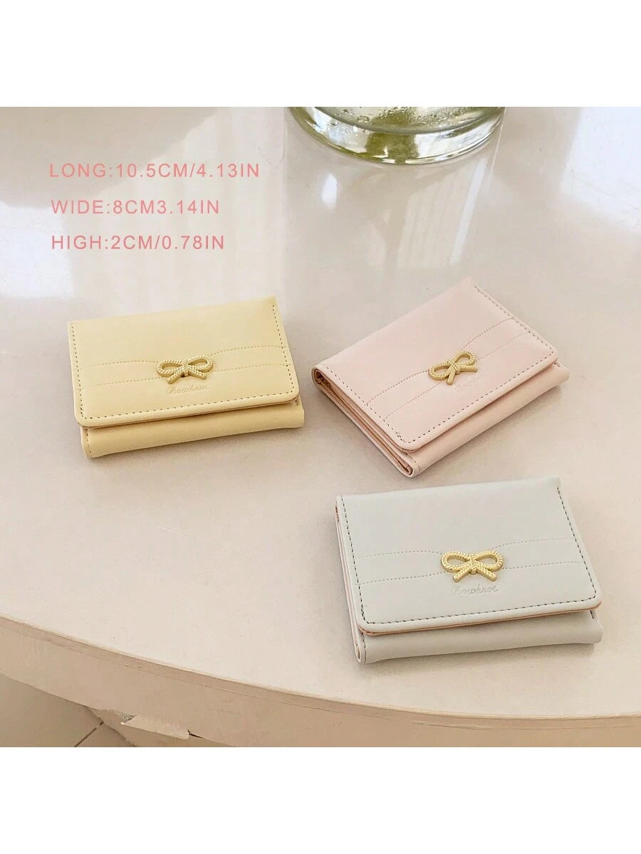 Girls' Cute Bow Coin Purse, Beautiful Card Holder With ID Window (Multiple Colors Available), Mini Wallet, Clutch Purse For Women