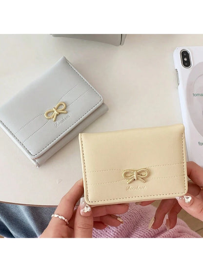 Girls' Cute Bow Coin Purse, Beautiful Card Holder With ID Window (Multiple Colors Available), Mini Wallet, Clutch Purse For Women