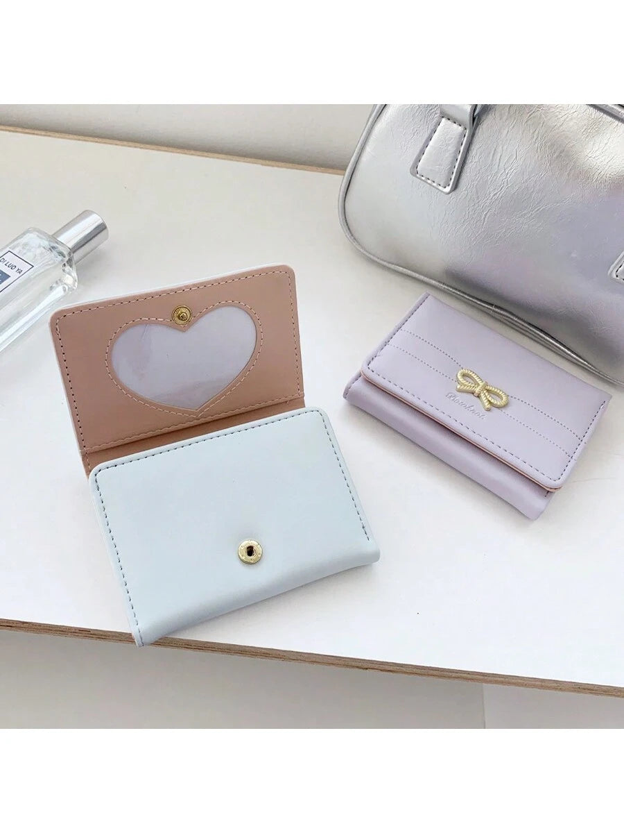 Girls' Cute Bow Coin Purse, Beautiful Card Holder With ID Window (Multiple Colors Available), Mini Wallet, Clutch Purse For Women