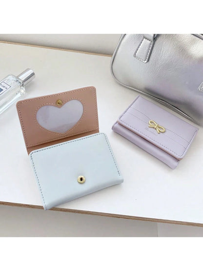 Girls' Cute Bow Coin Purse, Beautiful Card Holder With ID Window (Multiple Colors Available), Mini Wallet, Clutch Purse For Women