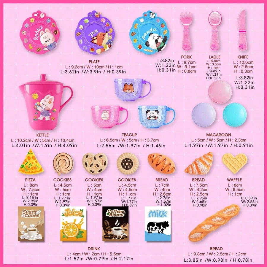 Girls' Tea Party Set, Princess Afternoon Tea Toy Set, Includes Food And Dessert Toy Set, Children's Kitchen Decor Game, Suitable For 3-6 Year Old Girls, Birthday & Christmas Gift