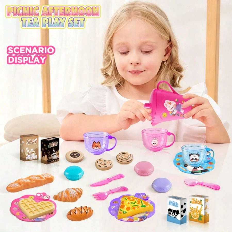Girls' Tea Party Set, Princess Afternoon Tea Toy Set, Includes Food And Dessert Toy Set, Children's Kitchen Decor Game, Suitable For 3-6 Year Old Girls, Birthday & Christmas Gift