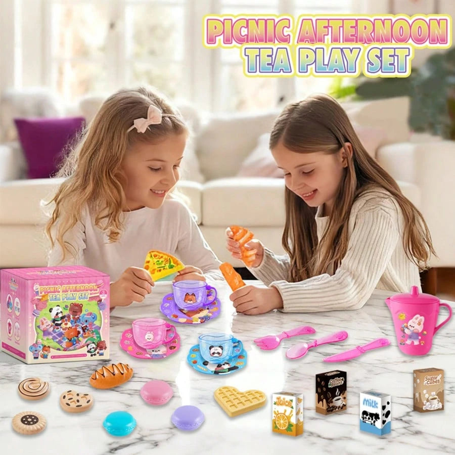 Girls' Tea Party Set, Princess Afternoon Tea Toy Set, Includes Food And Dessert Toy Set, Children's Kitchen Decor Game, Suitable For 3-6 Year Old Girls, Birthday & Christmas Gift