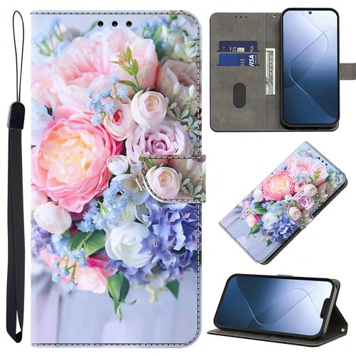 GLANDOTU Colorful Rose PU Leather Wallet Flip Phone Case With Card Slots And Magnetic Closure, Fits Multiple Phone Brands And Models