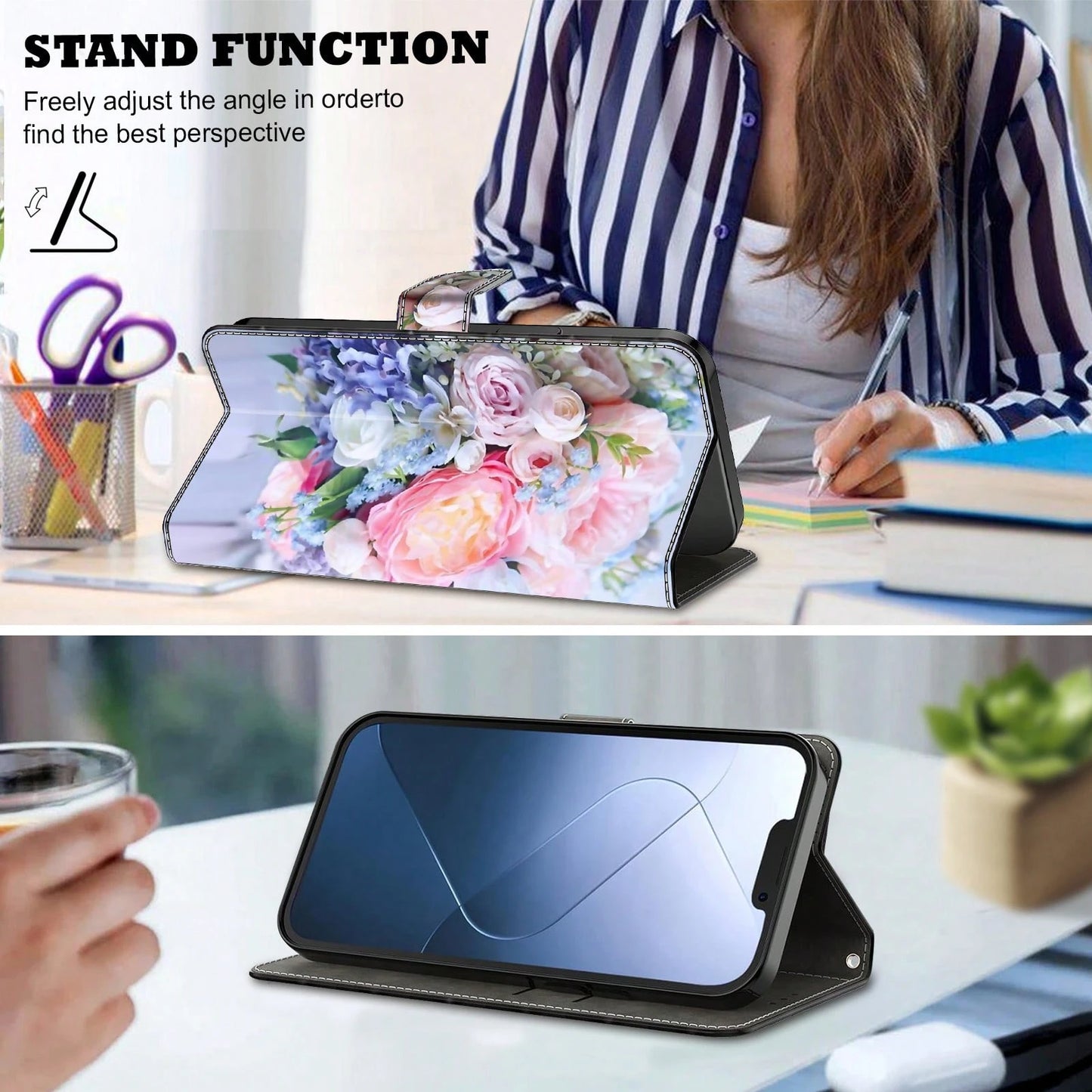GLANDOTU Colorful Rose PU Leather Wallet Flip Phone Case With Card Slots And Magnetic Closure, Fits Multiple Phone Brands And Models