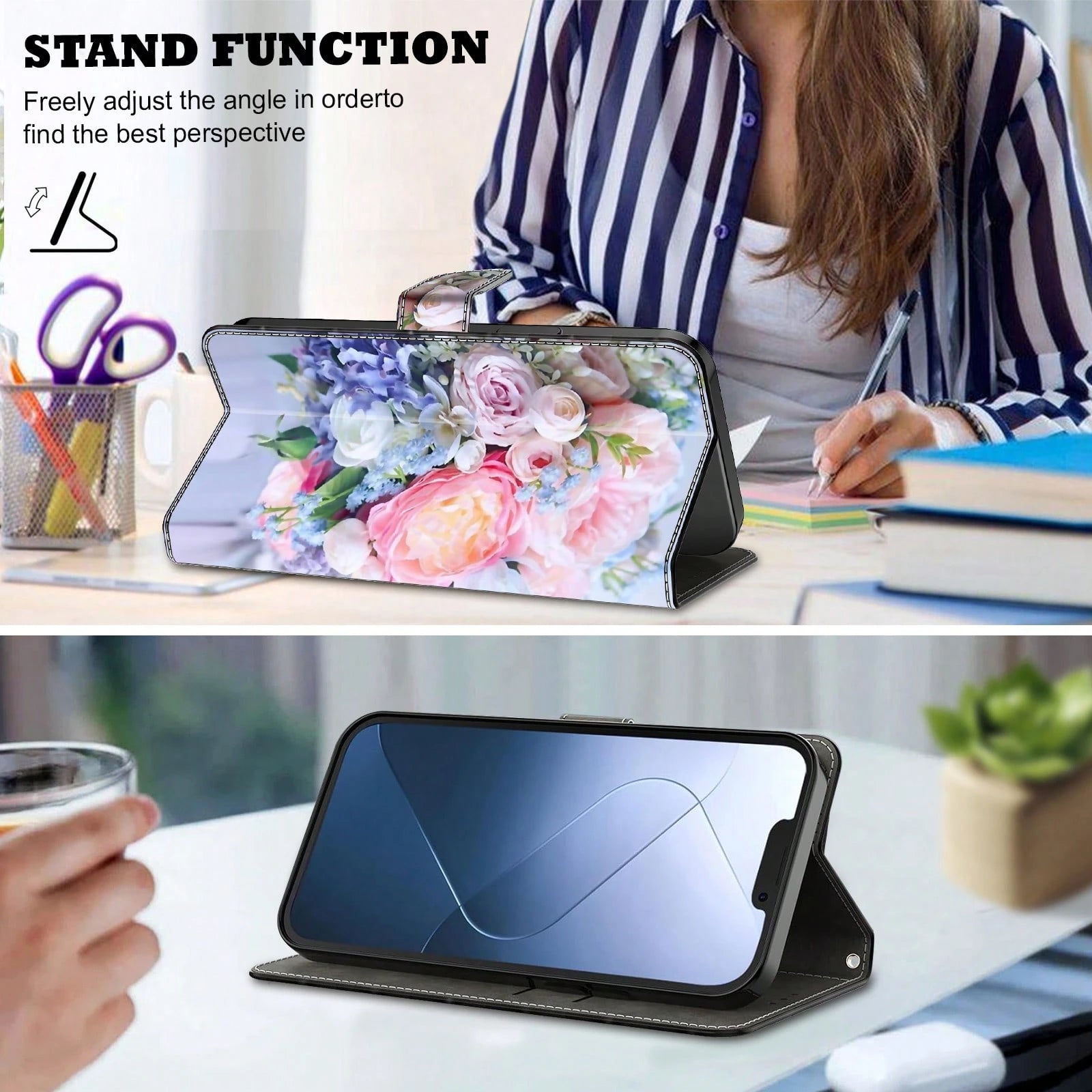 GLANDOTU Colorful Rose PU Leather Wallet Flip Phone Case With Card Slots And Magnetic Closure, Fits Multiple Phone Brands And Models