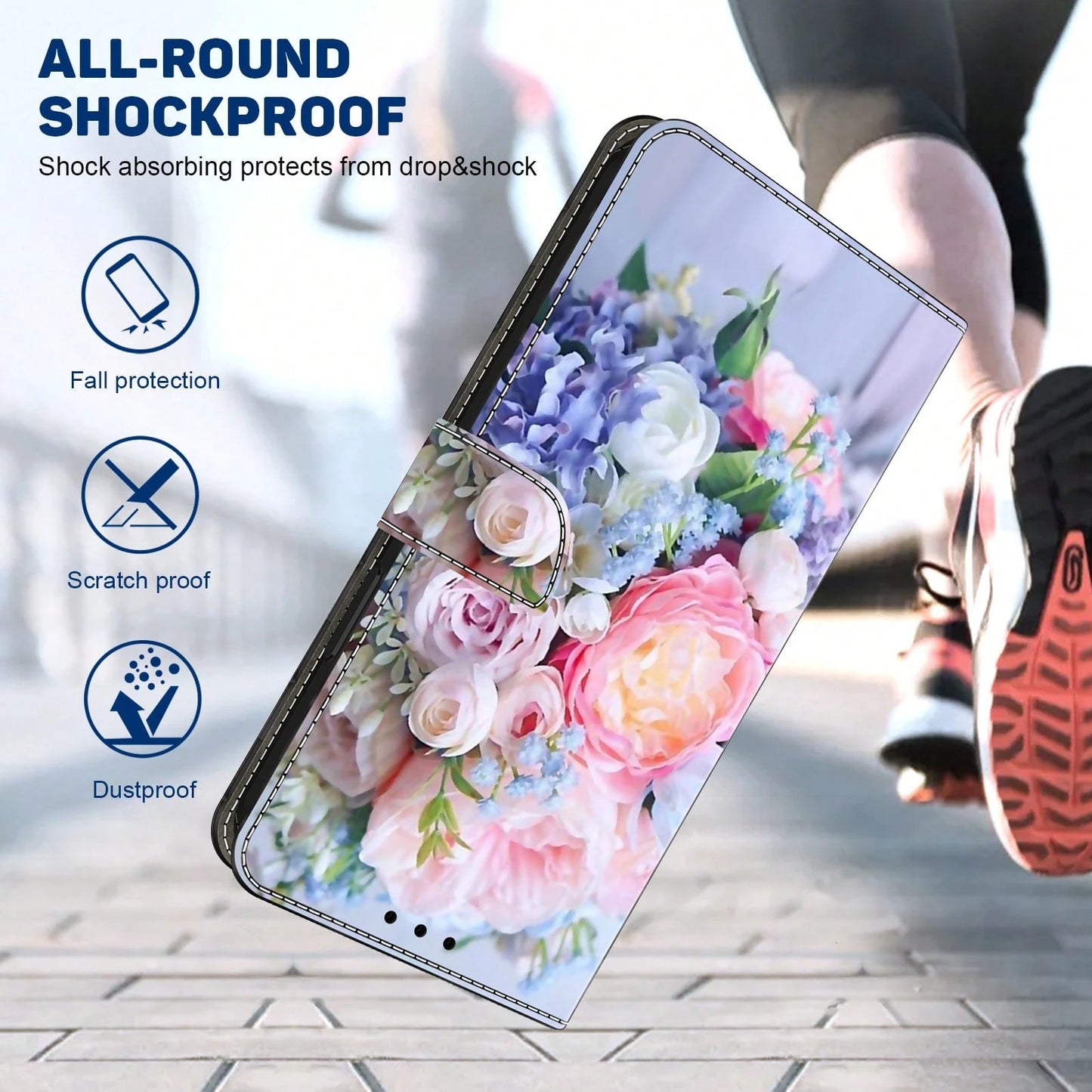 GLANDOTU Colorful Rose PU Leather Wallet Flip Phone Case With Card Slots And Magnetic Closure, Fits Multiple Phone Brands And Models
