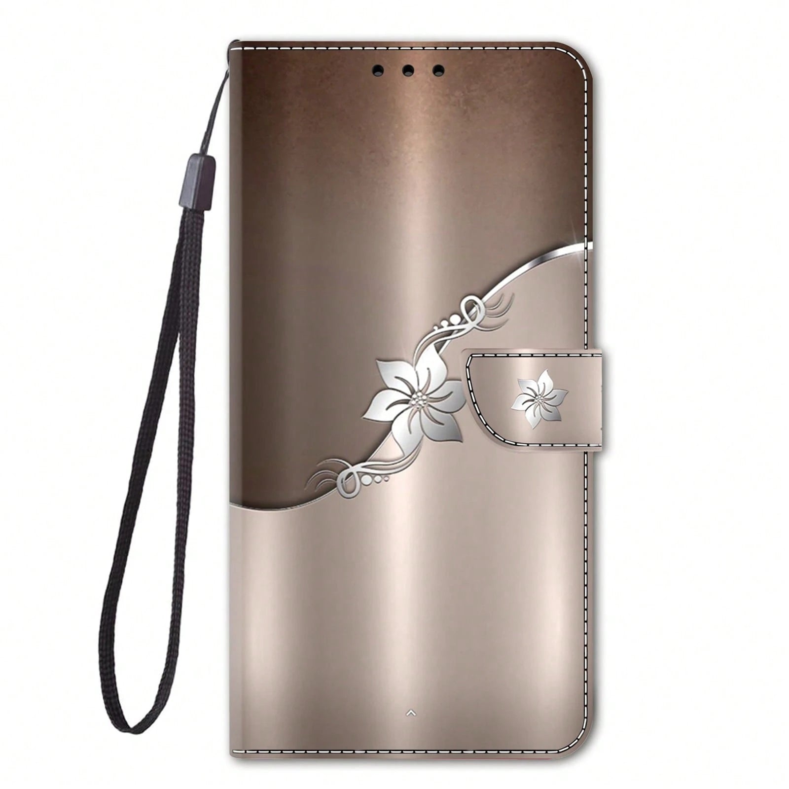GLANDOTU Elegant Rose Gold Floral Pattern PU Leather Phone Case, Flip Wallet Style Phone Case With Magnetic Closure Design, Compatible With Multiple Phone Brands And Models