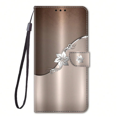 GLANDOTU Elegant Rose Gold Floral Pattern PU Leather Phone Case, Flip Wallet Style Phone Case With Magnetic Closure Design, Compatible With Multiple Phone Brands And Models