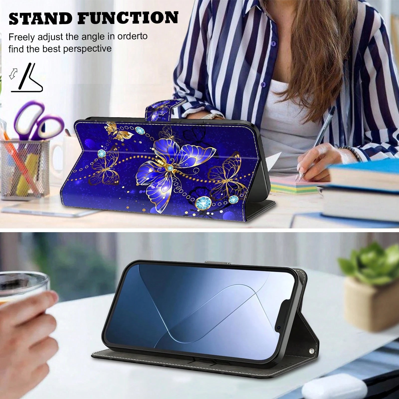 GLANDOTU Elegant Rose Gold Floral Pattern PU Leather Phone Case, Flip Wallet Style Phone Case With Magnetic Closure Design, Compatible With Multiple Phone Brands And Models