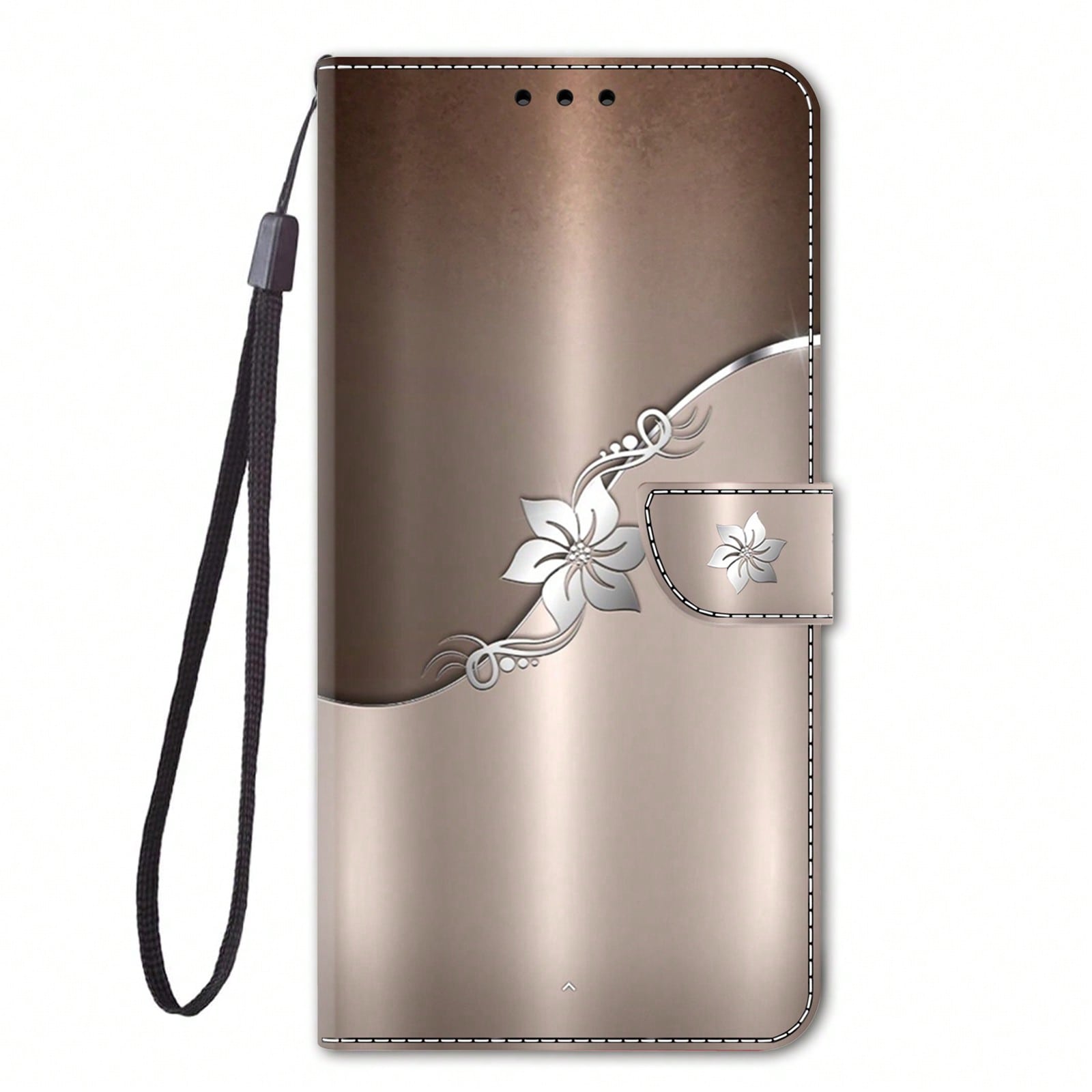 GLANDOTU Elegant Rose Gold Floral Pattern PU Leather Phone Case, Flip Wallet Style Phone Case With Magnetic Closure Design, Compatible With Multiple Phone Brands And Models