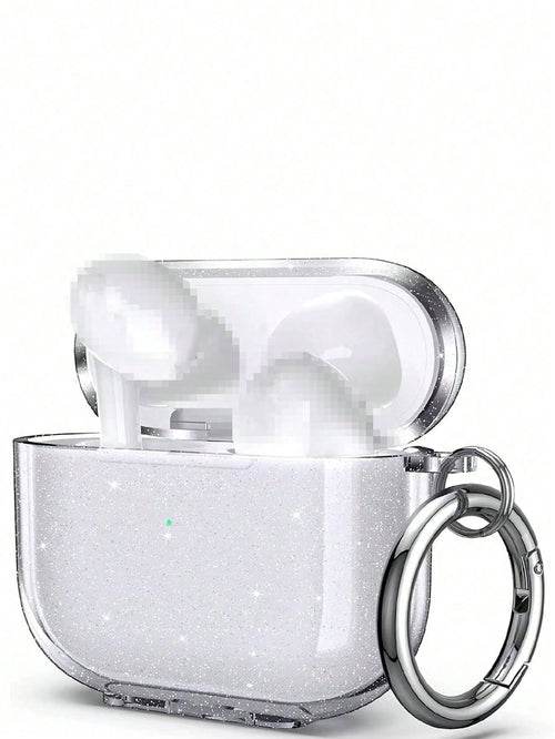 Glitter Earphone Case Stand Compatible With AirPod 4 Pro 3, 3, 2/1, Transparent Bluetooth Earphone Protective Case Soft Earphone Cover