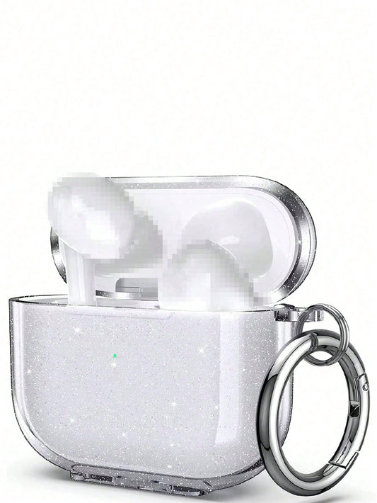 Glitter Earphone Case Stand Compatible With AirPod 4 Pro 3, 3, 2/1, Transparent Bluetooth Earphone Protective Case Soft Earphone Cover