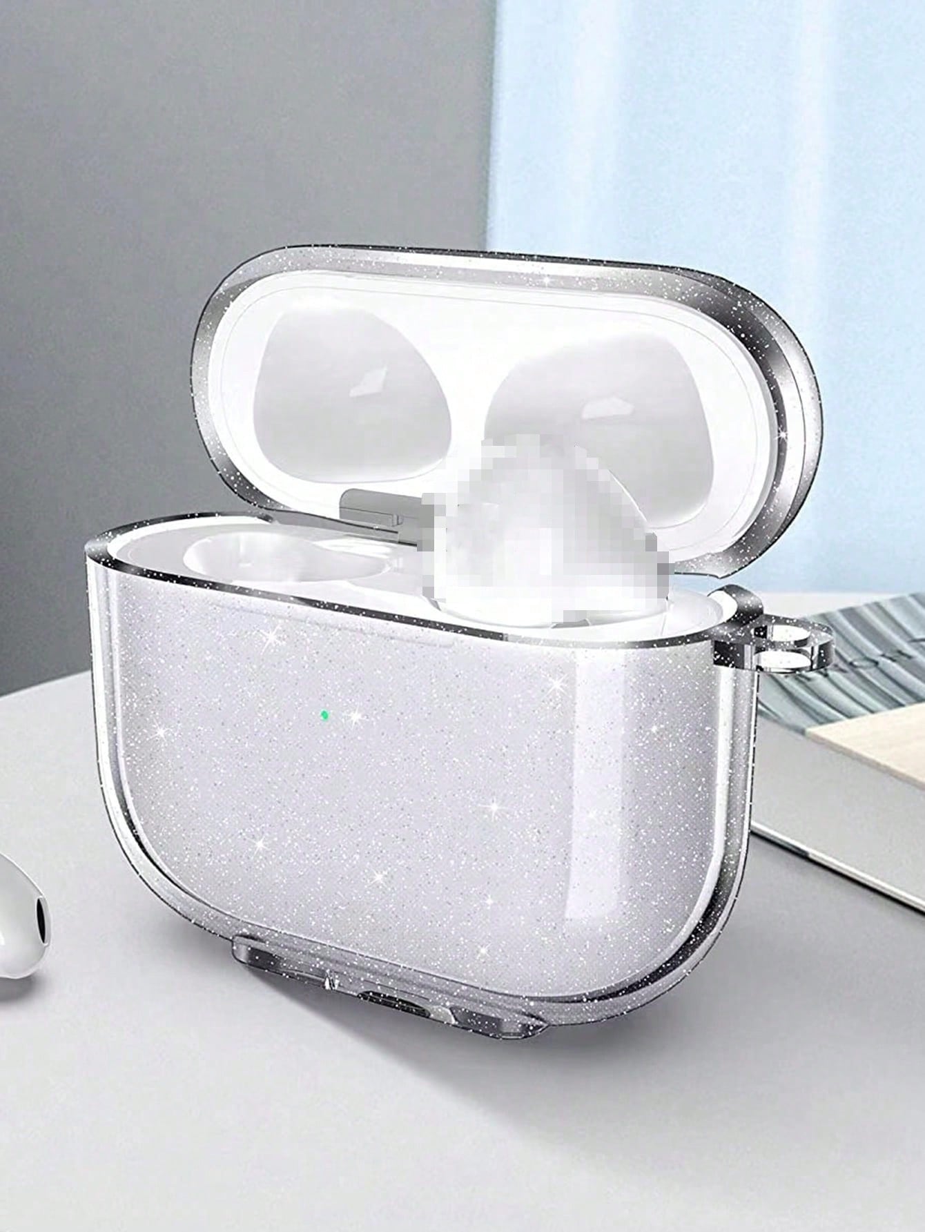 Glitter Earphone Case Stand Compatible With AirPod 4 Pro 3, 3, 2/1, Transparent Bluetooth Earphone Protective Case Soft Earphone Cover