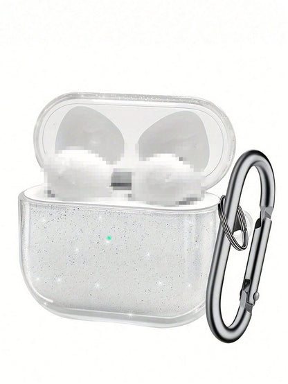 Glitter Earphone Case Stand Compatible With AirPod 4 Pro 3, 3, 2/1, Transparent Bluetooth Earphone Protective Case Soft Earphone Cover