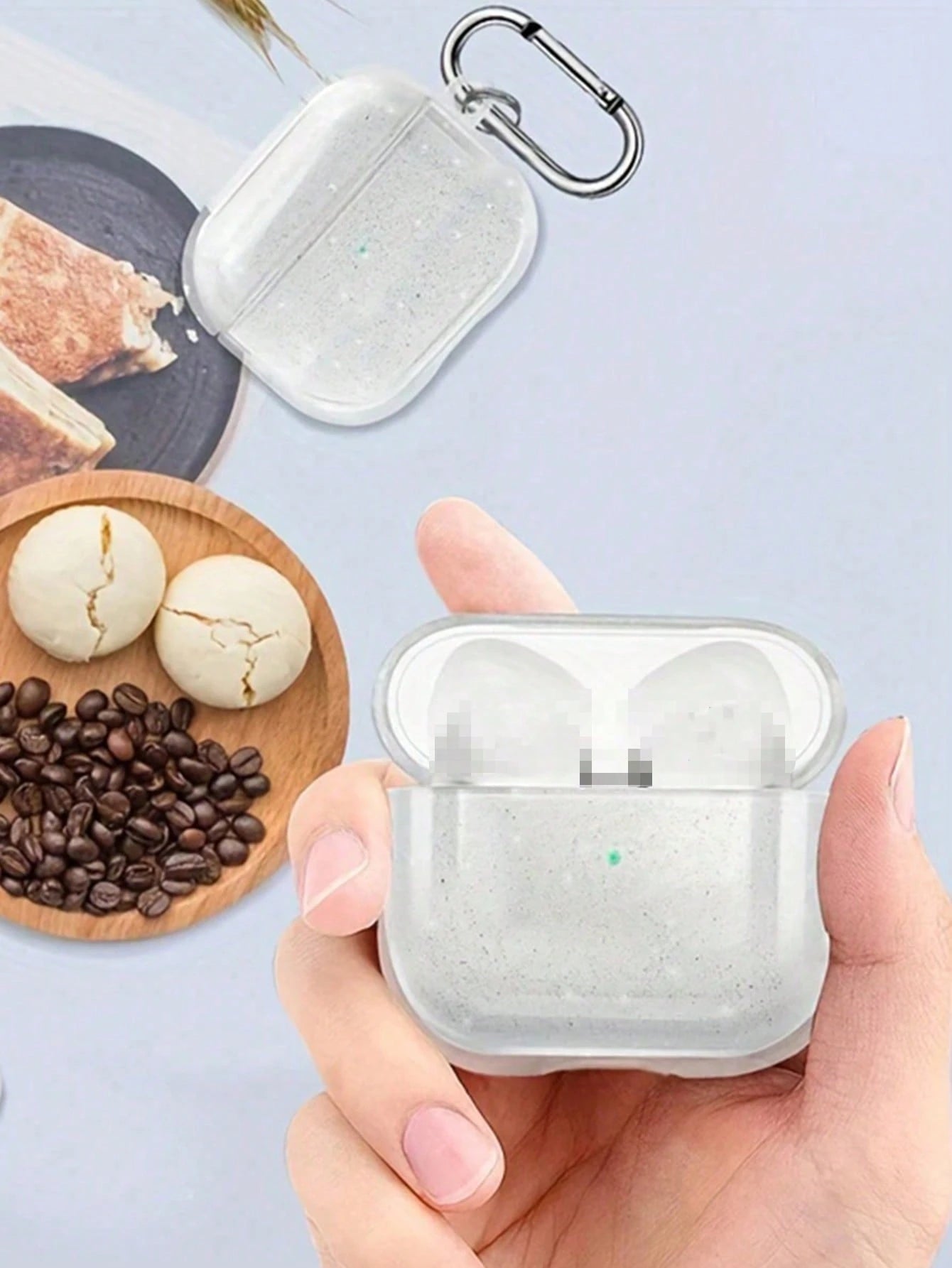 Glitter Earphone Case Stand Compatible With AirPod 4 Pro 3, 3, 2/1, Transparent Bluetooth Earphone Protective Case Soft Earphone Cover