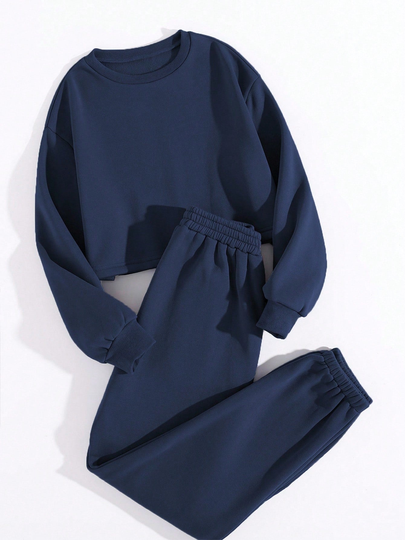 GlowEve Casual Solid Color Fleece Sweatshirt And Sweatpants Set, Autumn/Winter