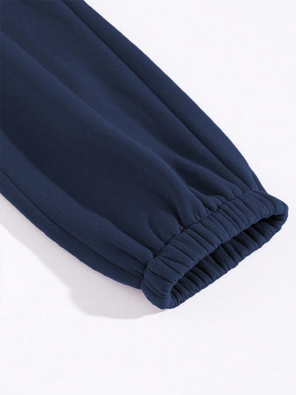 GlowEve Casual Solid Color Fleece Sweatshirt And Sweatpants Set, Autumn/Winter