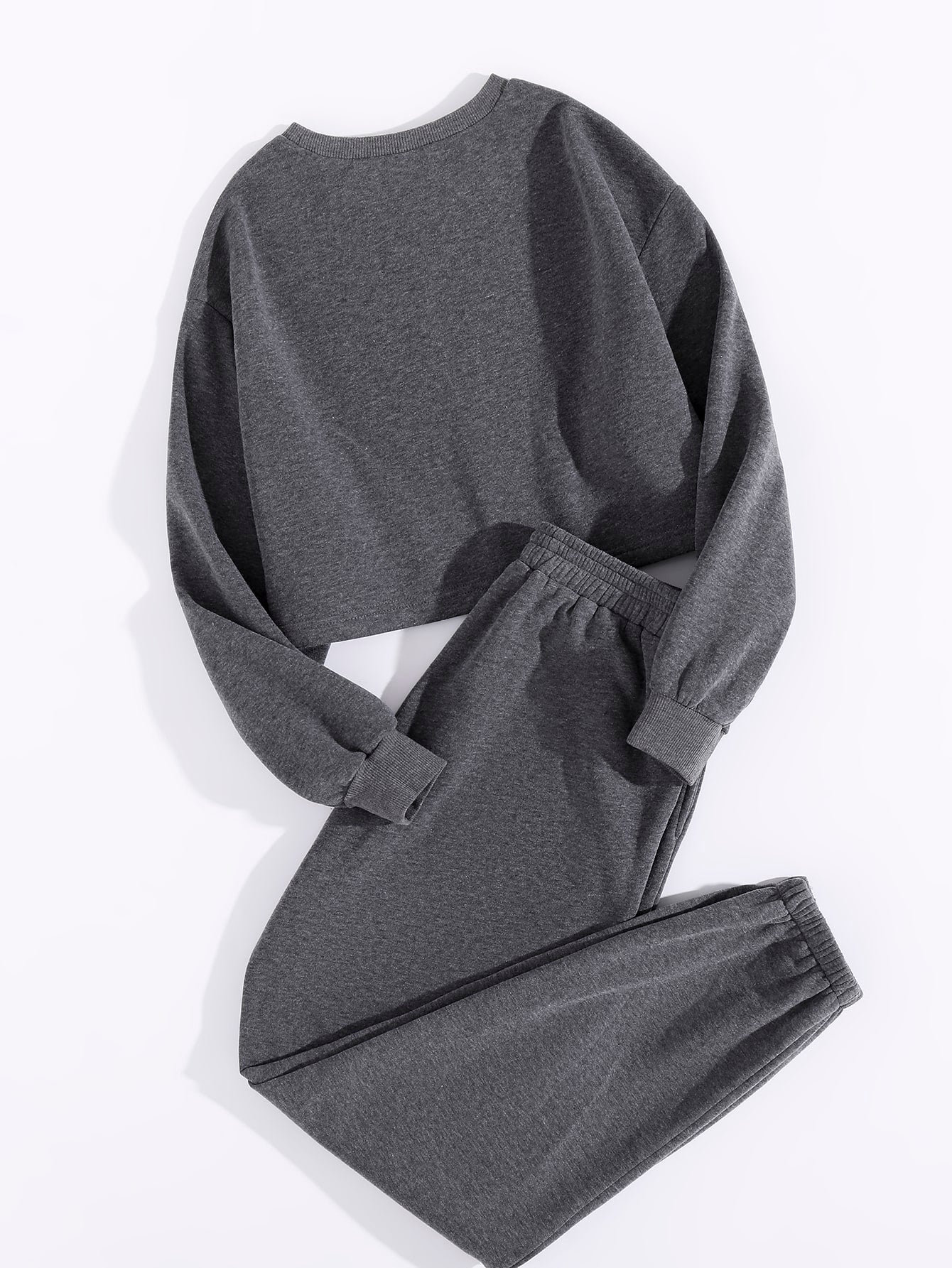 GlowEve Casual Solid Color Fleece Sweatshirt And Sweatpants Set, Autumn/Winter