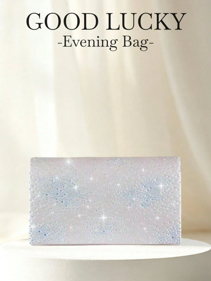 GOOD LUCKY Rhinestone Women's Evening Clutch Bag, Luxury, Fashion, Minimalist Velvet Handbag. Suitable For Wedding/ Party/ Commute/ Workplace/ Date And Other Occasions.