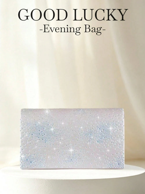 GOOD LUCKY Rhinestone Women's Evening Clutch Bag, Luxury, Fashion, Minimalist Velvet Handbag. Suitable For Wedding/ Party/ Commute/ Workplace/ Date And Other Occasions.