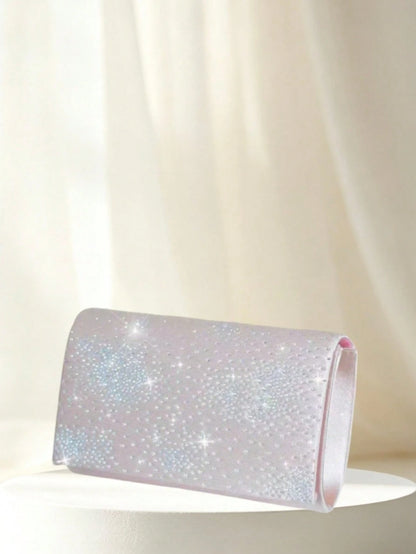 GOOD LUCKY Rhinestone Women's Evening Clutch Bag, Luxury, Fashion, Minimalist Velvet Handbag. Suitable For Wedding/ Party/ Commute/ Workplace/ Date And Other Occasions.