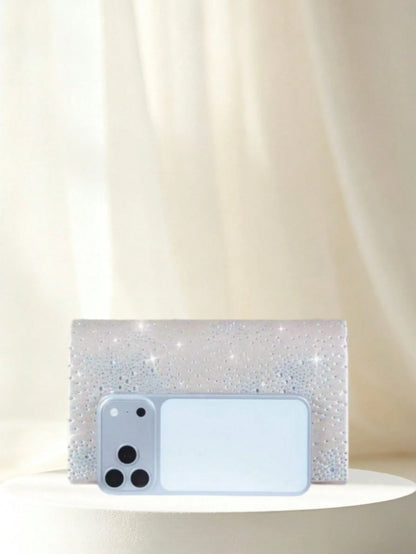 GOOD LUCKY Rhinestone Women's Evening Clutch Bag, Luxury, Fashion, Minimalist Velvet Handbag. Suitable For Wedding/ Party/ Commute/ Workplace/ Date And Other Occasions.