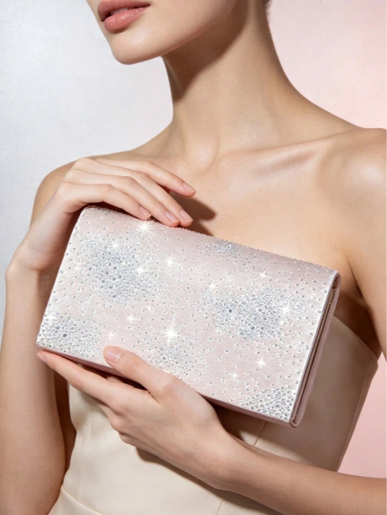 GOOD LUCKY Rhinestone Women's Evening Clutch Bag, Luxury, Fashion, Minimalist Velvet Handbag. Suitable For Wedding/ Party/ Commute/ Workplace/ Date And Other Occasions.