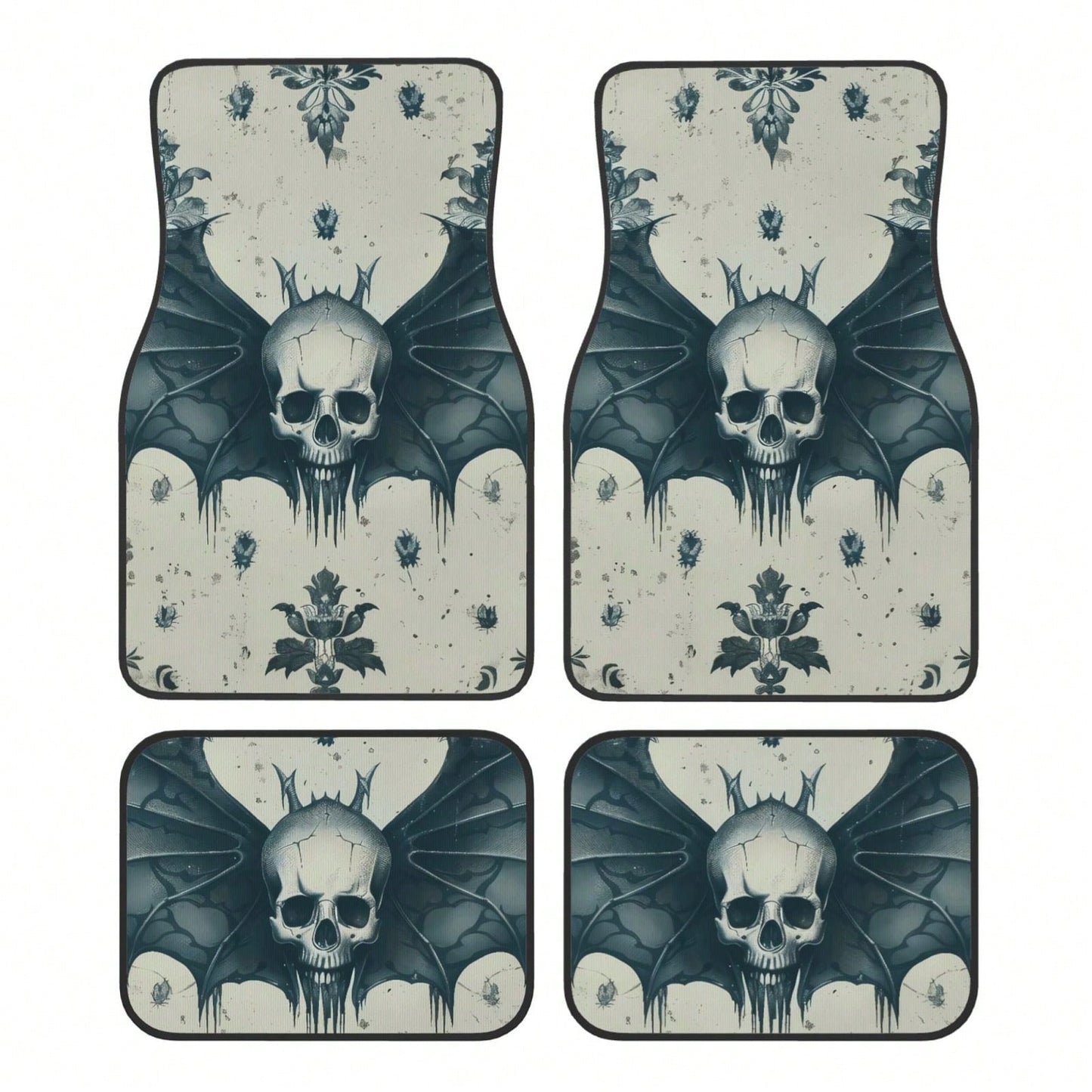 Gothic Skull Bones Removable 4-Piece Set Of Car Floor Mats,Suitable For Carpets Of Various Vehicle Models,Auto Accessories For Truck Sedan
